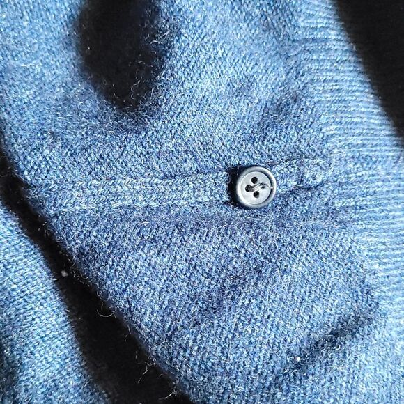 Daniel Bishop Men's 1/4 Buttons Polo 2-ply Cashmere Blue Sweater Mens Large - Picture 5 of 8